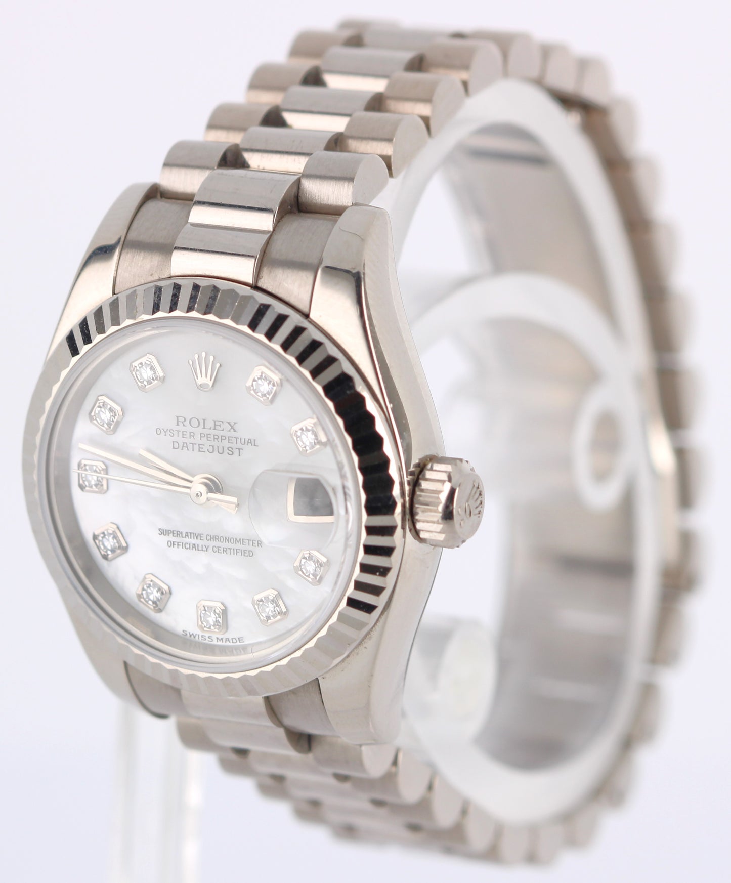 Rolex DateJust PAPERS President 18k Mother of Pearl DIAMOND 179179 Watch BOX