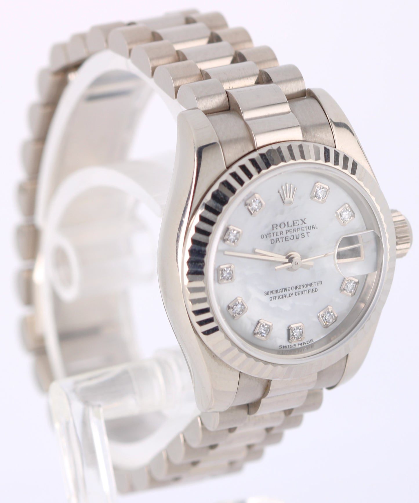 Rolex DateJust PAPERS President 18k Mother of Pearl DIAMOND 179179 Watch BOX