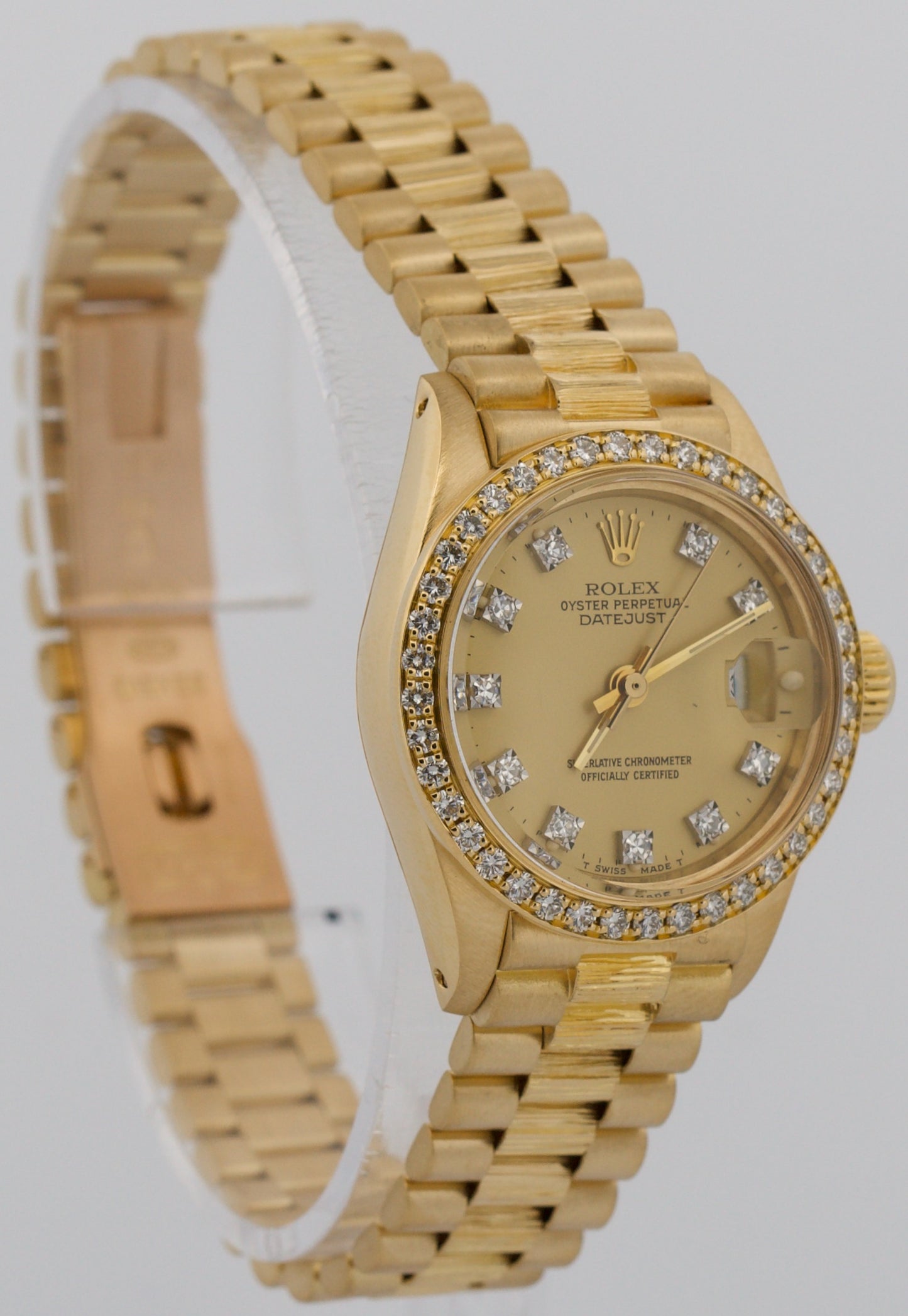 Rolex DateJust President 26mm CHAMPAGNE DIAMOND 18K Yellow Gold BARK 6917 Watch