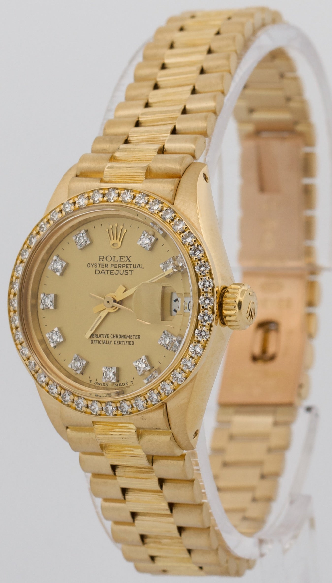 Rolex DateJust President 26mm CHAMPAGNE DIAMOND 18K Yellow Gold BARK 6917 Watch