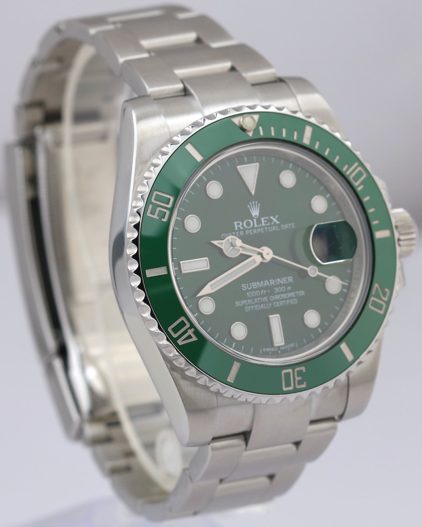 MINT Rolex Submariner Date HULK Green Ceramic Stainless Steel 40mm 116610 LV