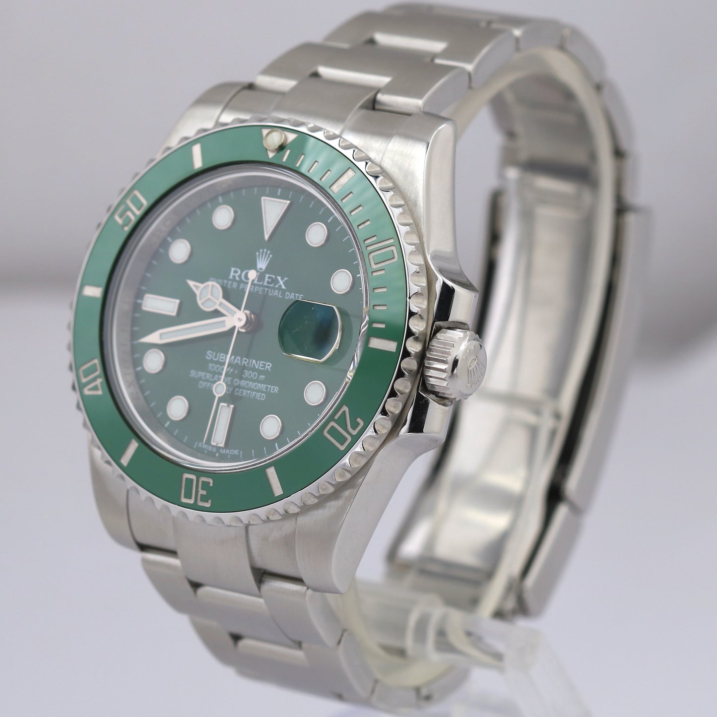 MINT Rolex Submariner Date HULK Green Ceramic Stainless Steel 40mm 116610 LV