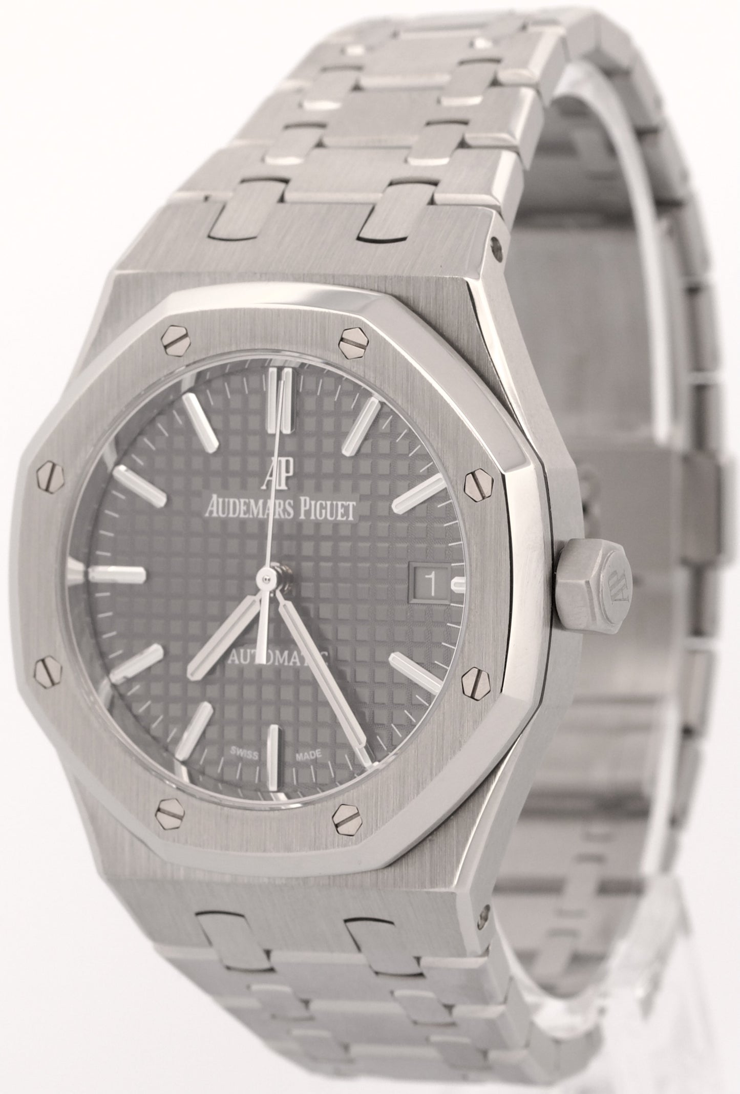 PAPERS Audemars Piguet Royal Oak RHODIUM Stainless 37mm 15450ST.OO.1256ST.02 BOX
