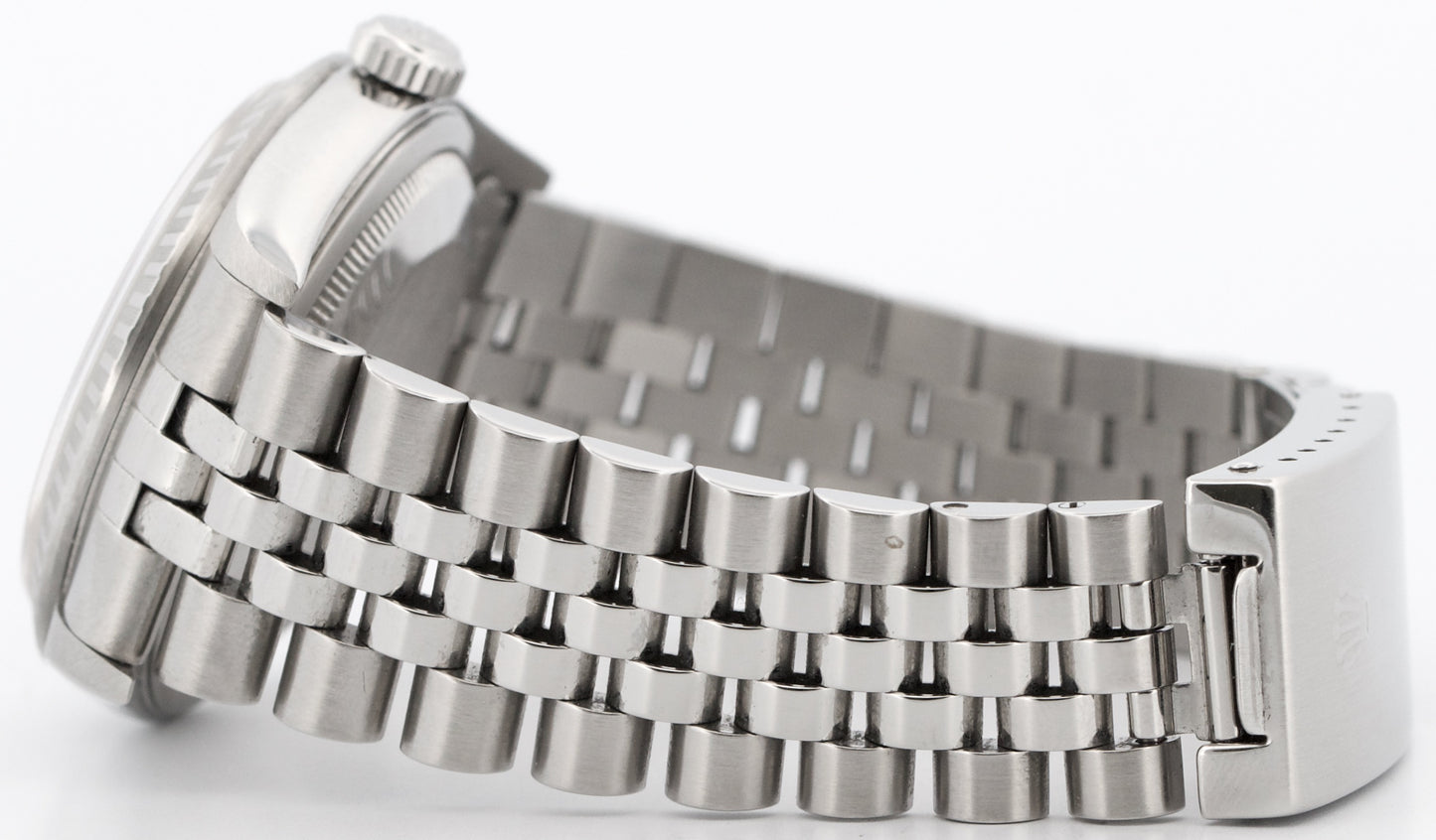 PAPERS Rolex DateJust WHITE 36mm Stainless Steel Engine-Turned JUBILEE 16220 BOX