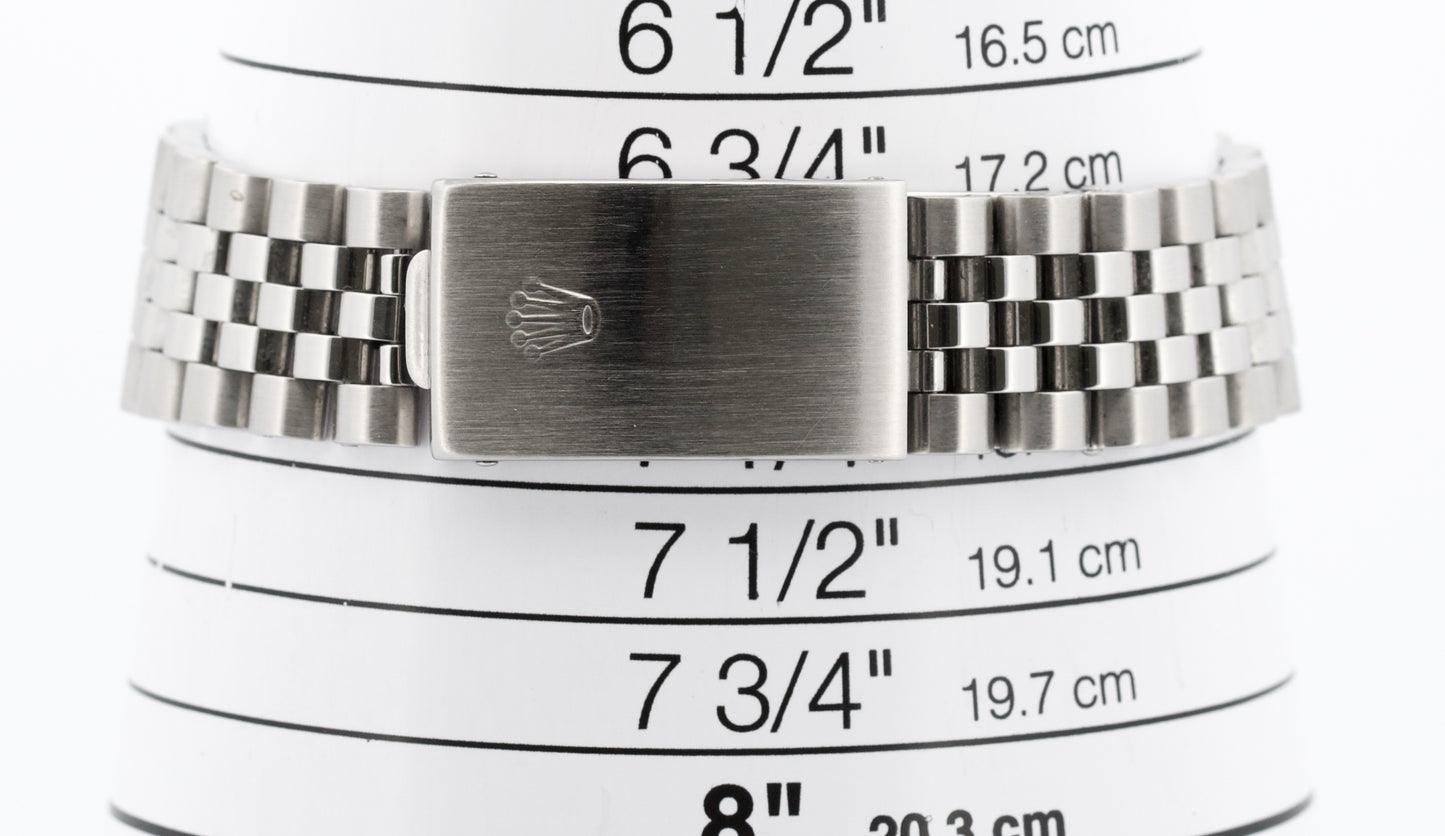 PAPERS Rolex DateJust WHITE 36mm Stainless Steel Engine-Turned JUBILEE 16220 BOX