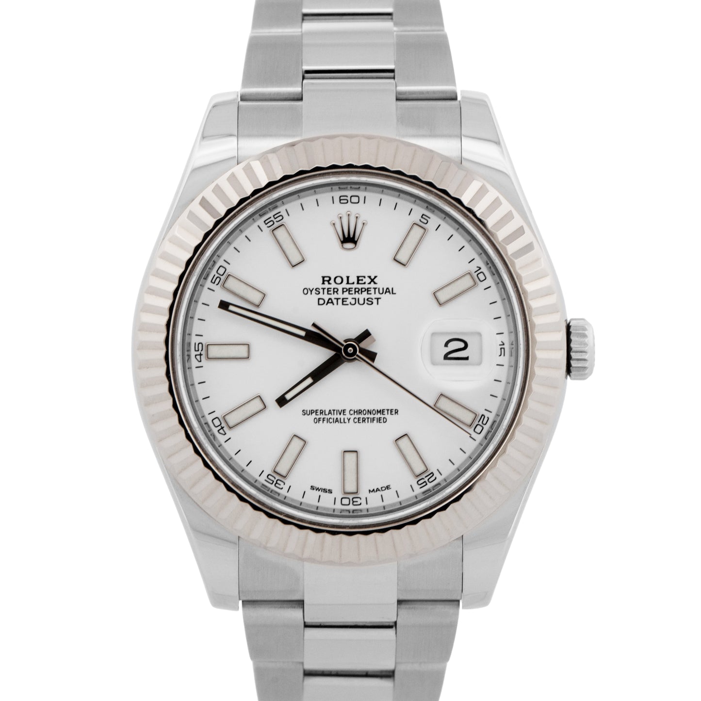 2016 PAPERS Rolex DateJust II WHITE Stainless Steel 41mm 116334 Watch BOX