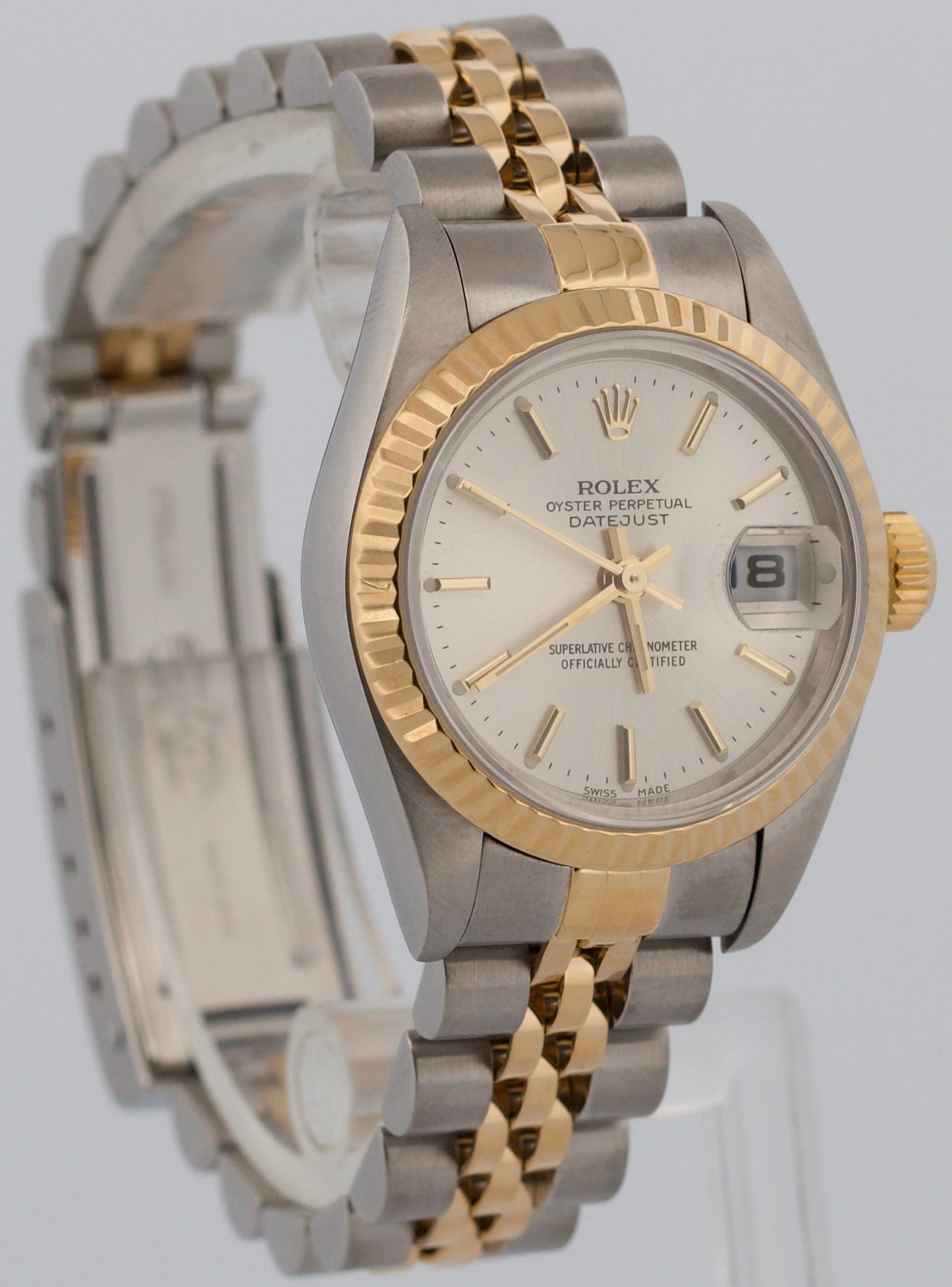 PAPERS Ladies Rolex DateJust SILVER 18K Gold RSC Steel 26mm JUBILEE 79173 BOX