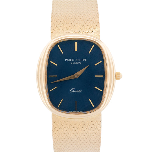 Patek Philippe Ellipse BLUE 18K Yellow Gold 30mm 3857/1 Quartz Watch