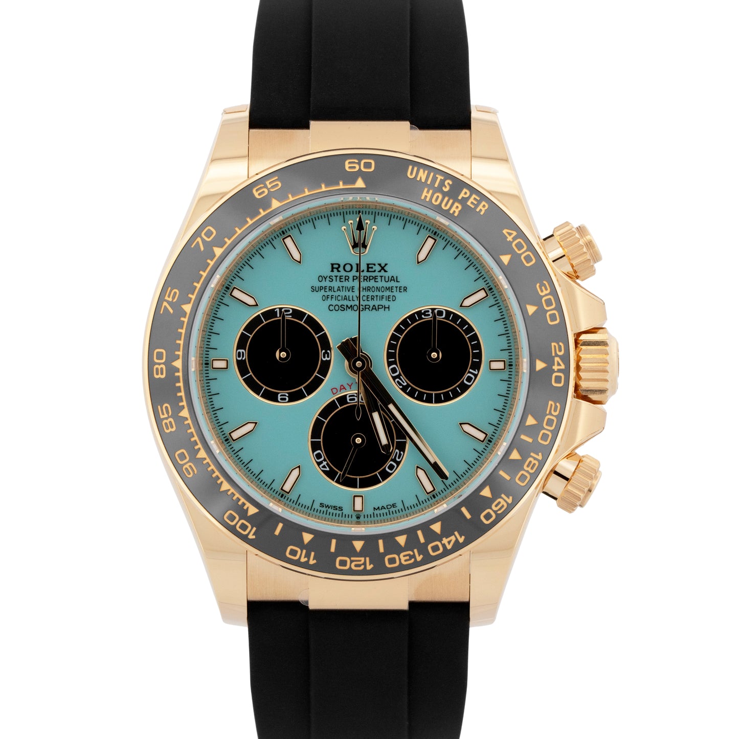 NEW 2025 PAPERS Rolex Daytona TURQUOISE Dial Oysterflex Gold Watch 126518 LN BOX