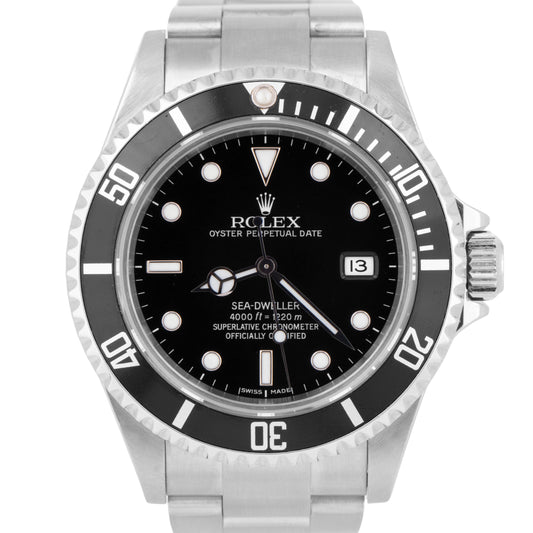 2006 PAPERS Rolex Sea-Dweller 16600 NO-HOLES 40mm Stainless Black Watch BOX