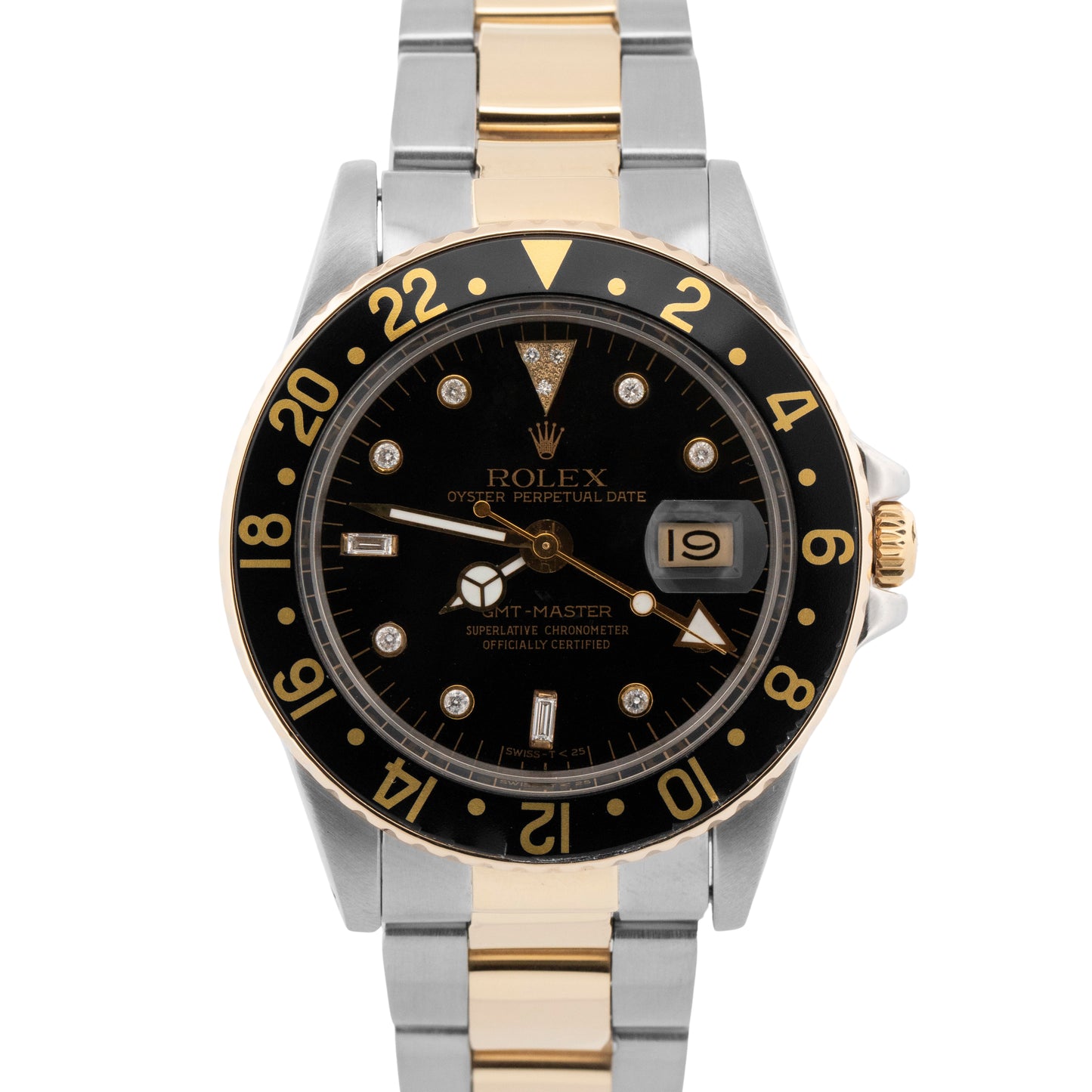 Rolex GMT-Master II BLACK DIAMOND Two-Tone Yellow Gold Steel 40mm 16753 Watch