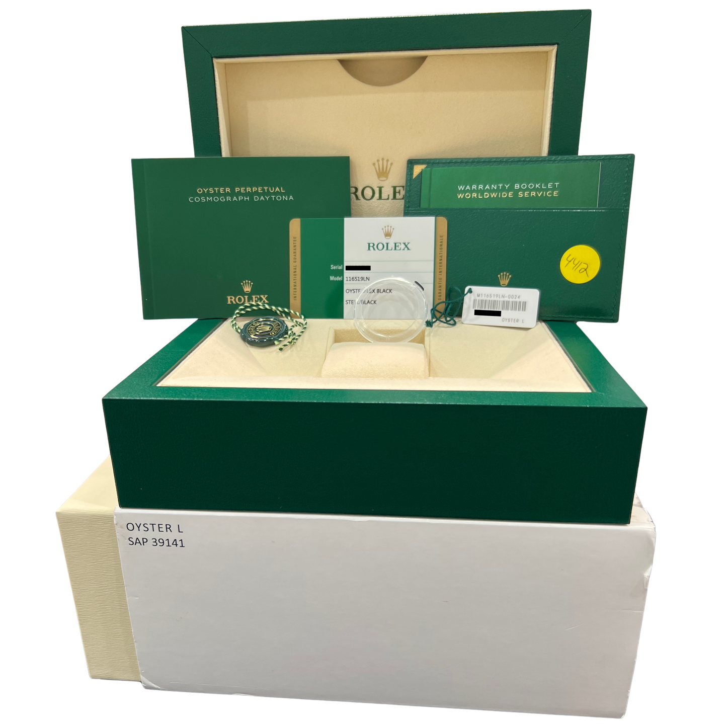 2019 PAPERS Rolex Daytona SILVER GHOST 18K Gold Oysterflex 40mm 116519 LN BOX