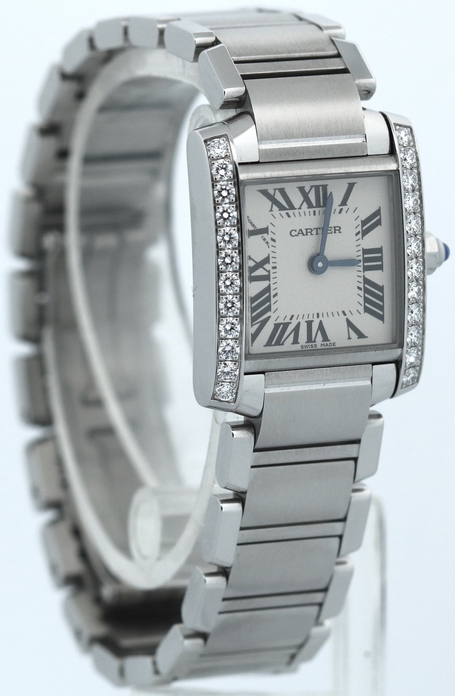 2021 PAPERS Cartier Tank Francaise 20mm IVORY DIAMOND Quartz W4TA0008 3217 BOX