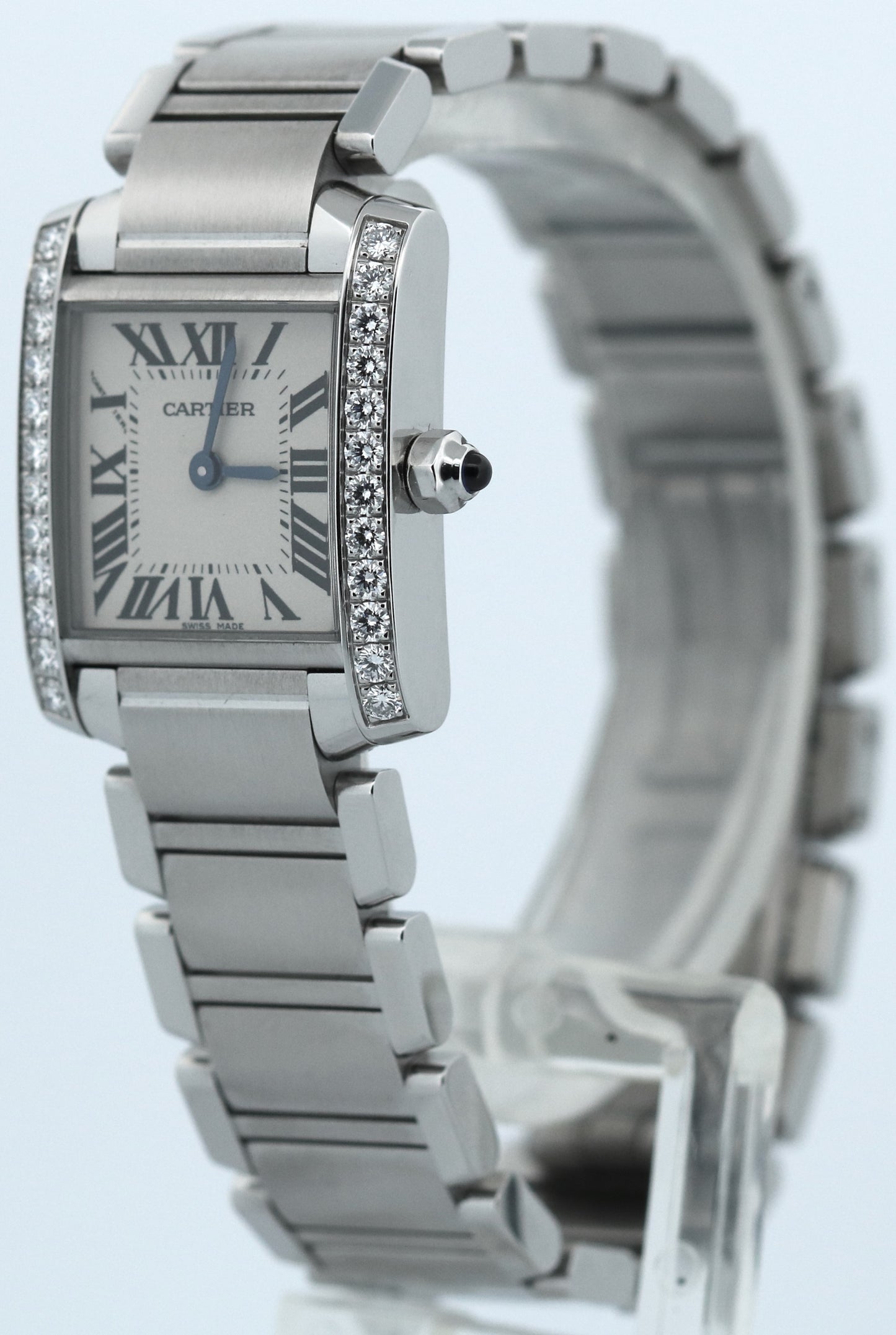 2021 PAPERS Cartier Tank Francaise 20mm IVORY DIAMOND Quartz W4TA0008 3217 BOX
