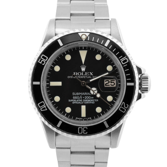 VINTAGE Rolex Submariner BLACK Stainless Steel 40mm 1680 Dive Date Watch