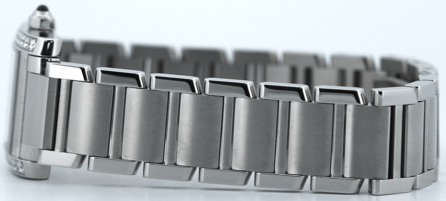 2021 PAPERS Cartier Tank Francaise 20mm IVORY DIAMOND Quartz W4TA0008 3217 BOX