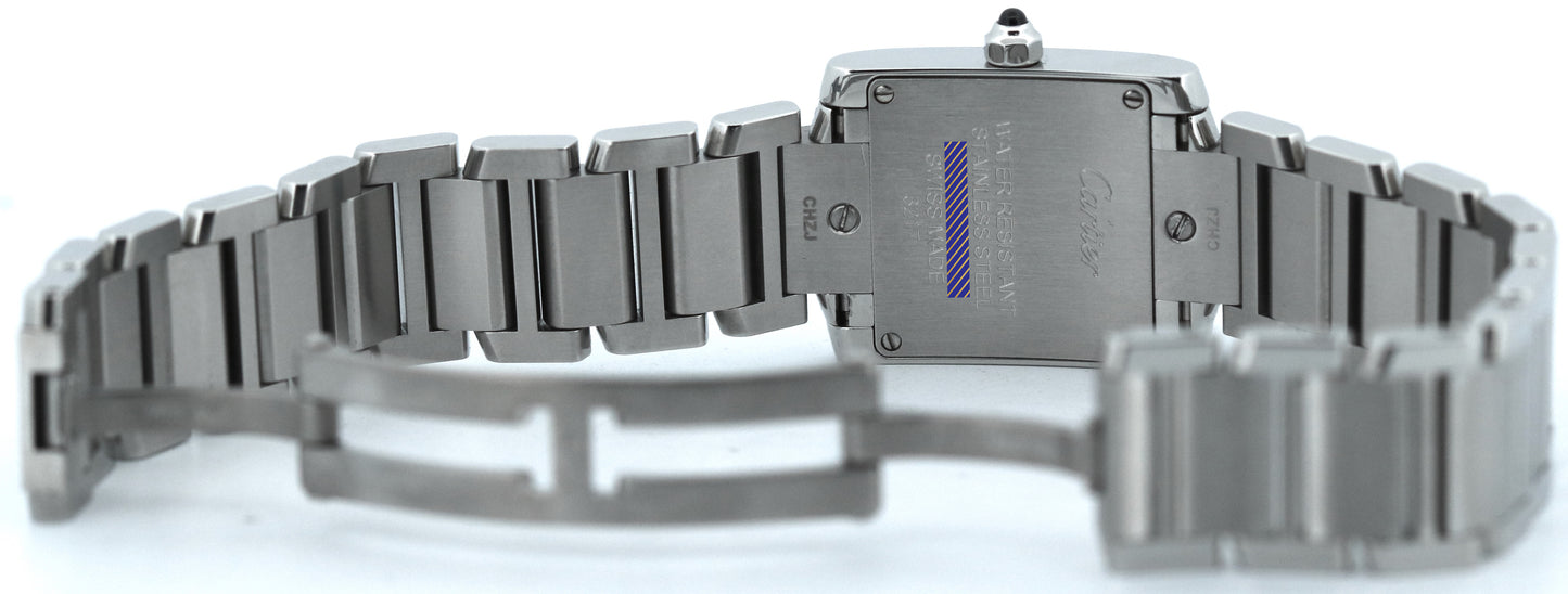 2021 PAPERS Cartier Tank Francaise 20mm IVORY DIAMOND Quartz W4TA0008 3217 BOX