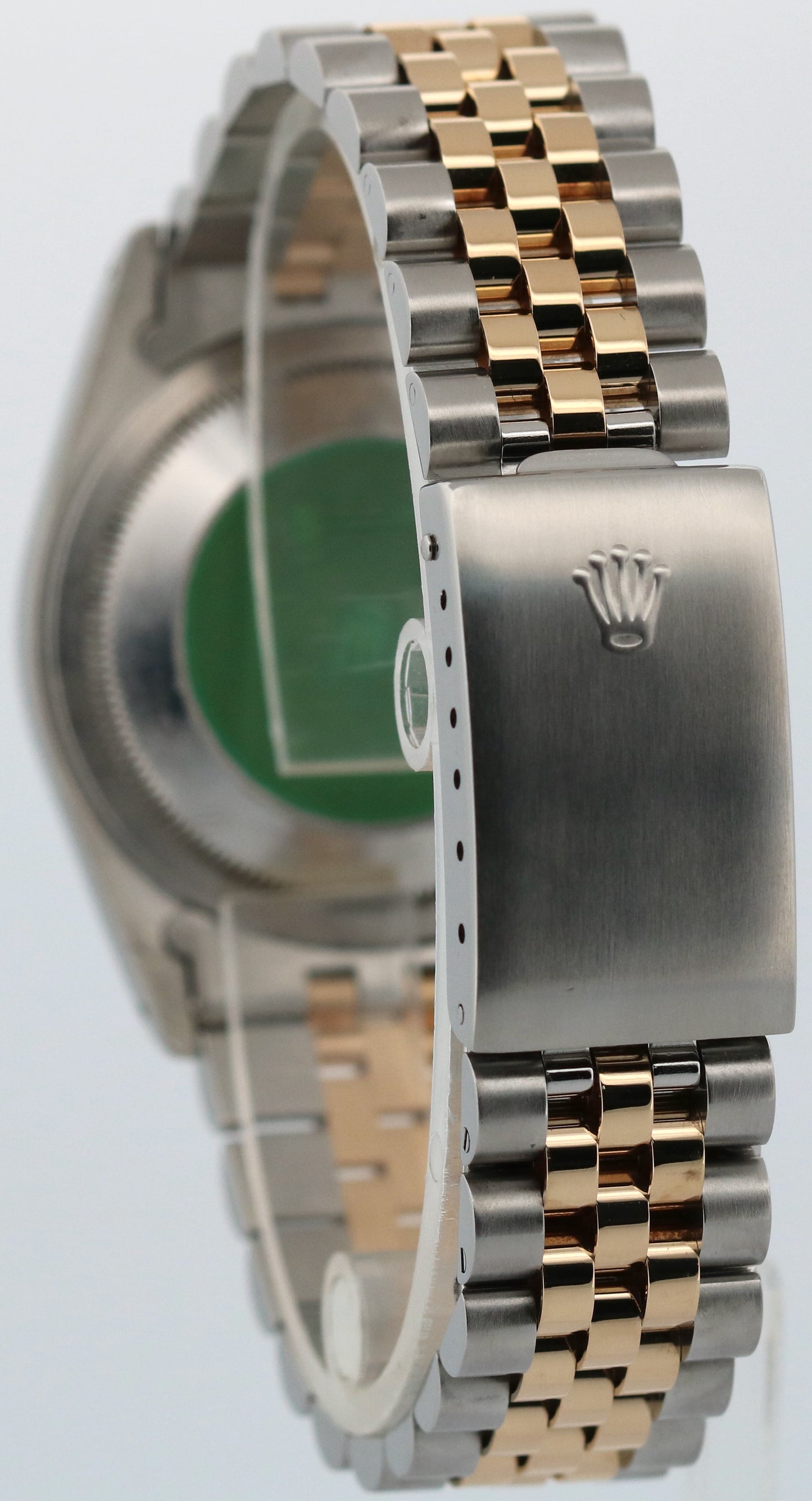 Rolex DateJust 36mm BLACK 18K Yellow Gold JUBILEE Stainless Steel 16233 Watch