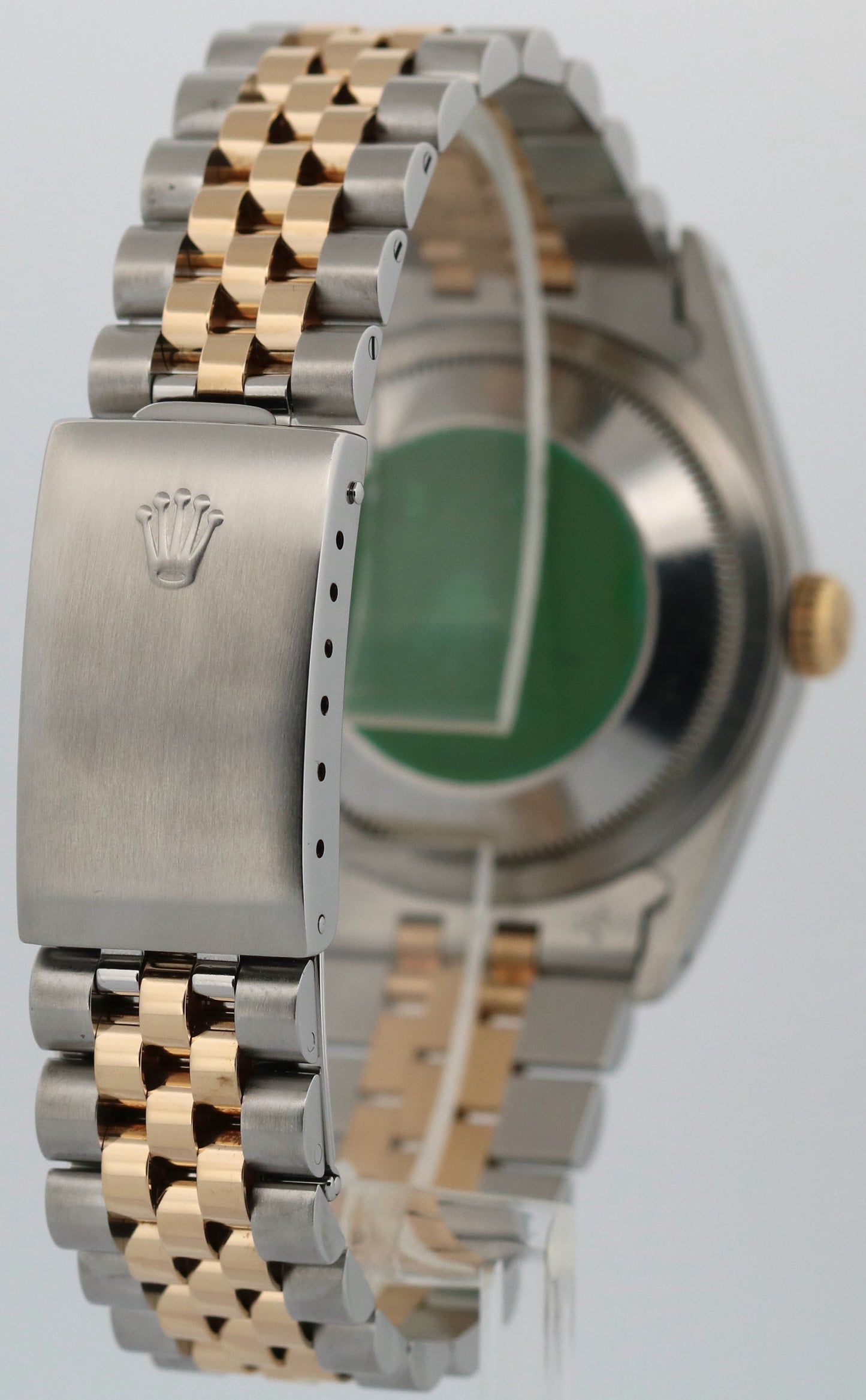 Rolex DateJust 36mm BLACK 18K Yellow Gold JUBILEE Stainless Steel 16233 Watch