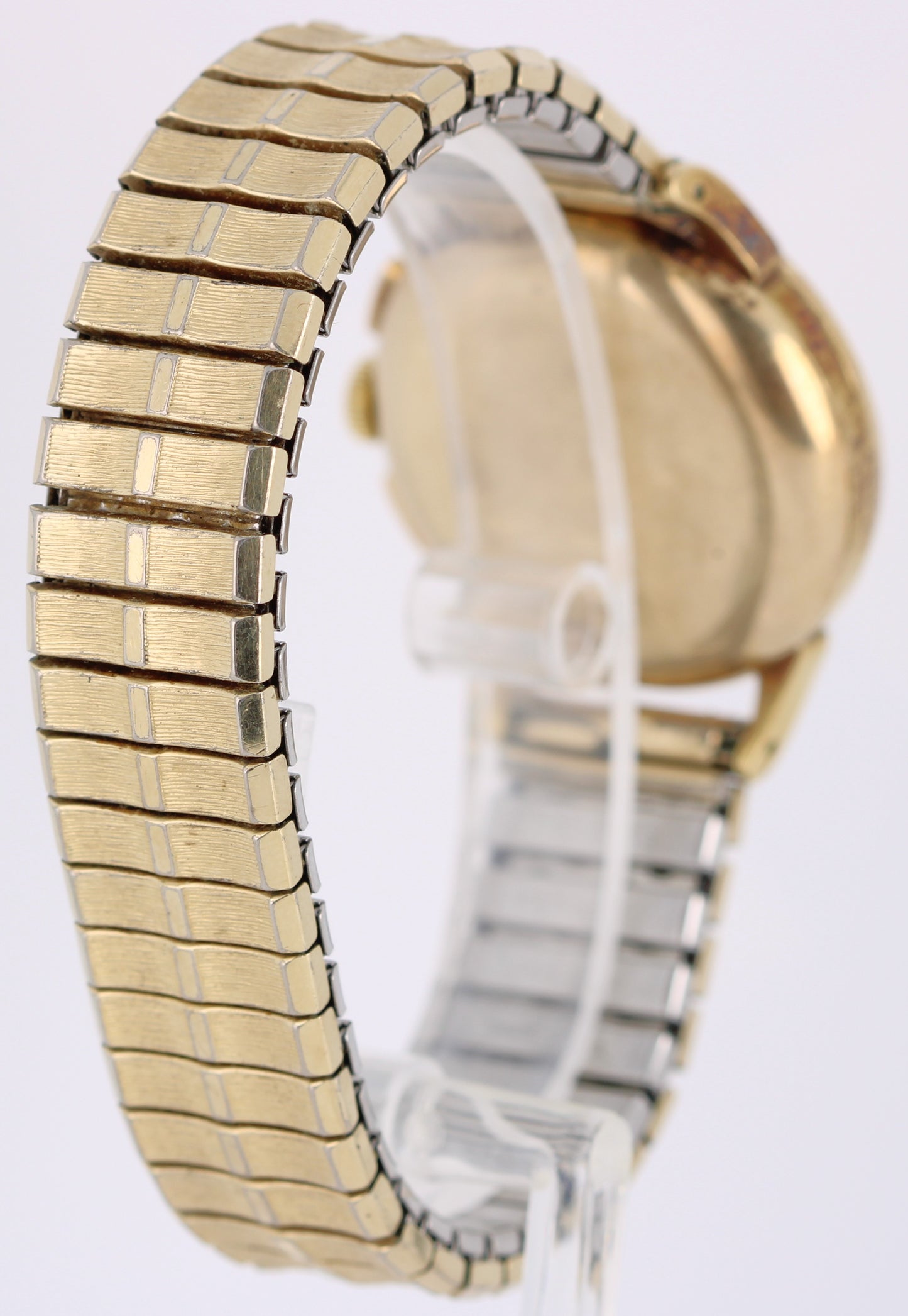 VINTAGE Omega Chronograph Tachymetre 14k Yellow Gold Silver 34mm 2279 Watch