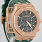 PAPERS Audemars Piguet Royal Oak Chrono GREEN 18K Rose Gold Watch 26240OR BOX