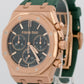 PAPERS Audemars Piguet Royal Oak Chrono GREEN 18K Rose Gold Watch 26240OR BOX