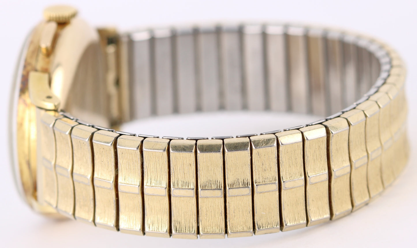 VINTAGE Omega Chronograph Tachymetre 14k Yellow Gold Silver 34mm 2279 Watch