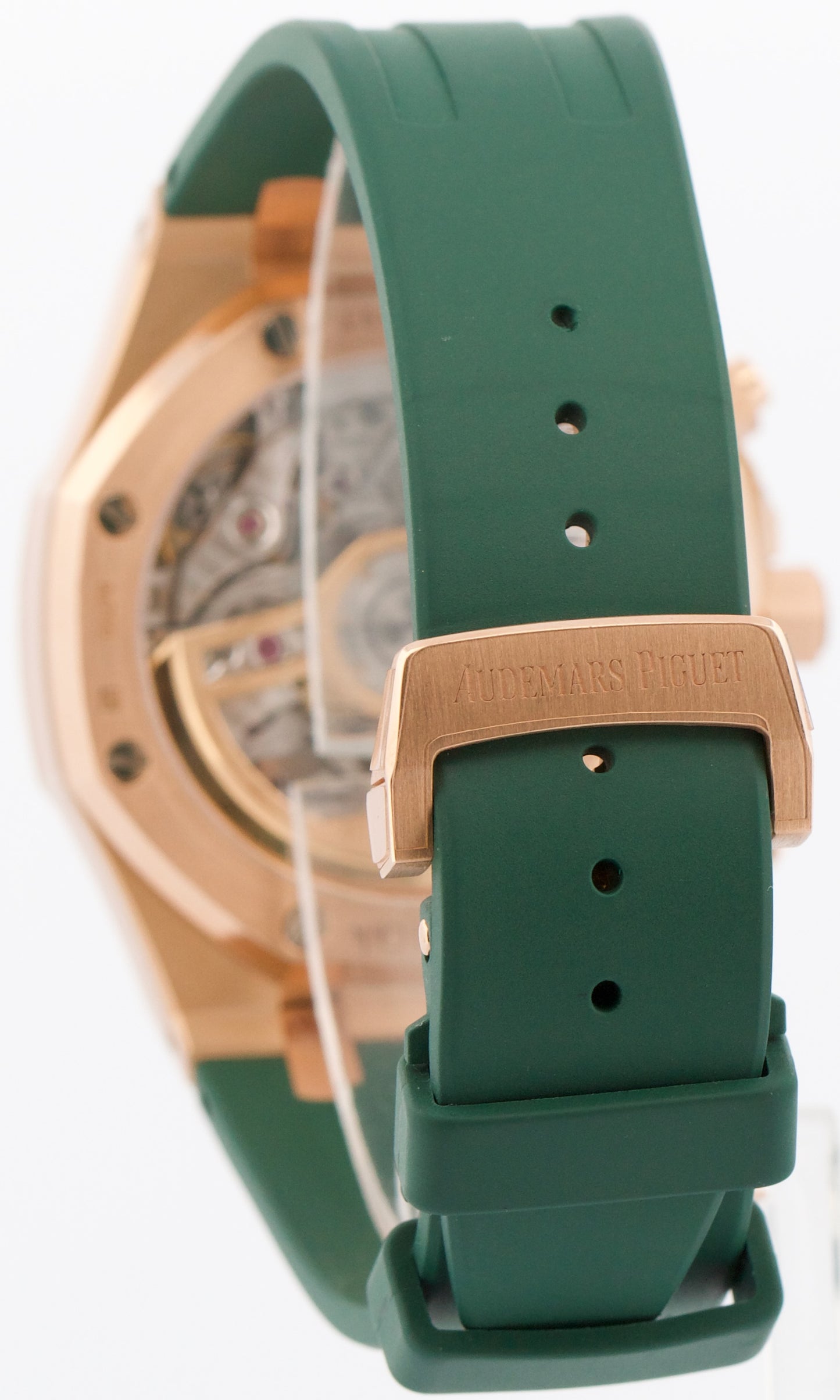 PAPERS Audemars Piguet Royal Oak Chrono GREEN 18K Rose Gold Watch 26240OR BOX