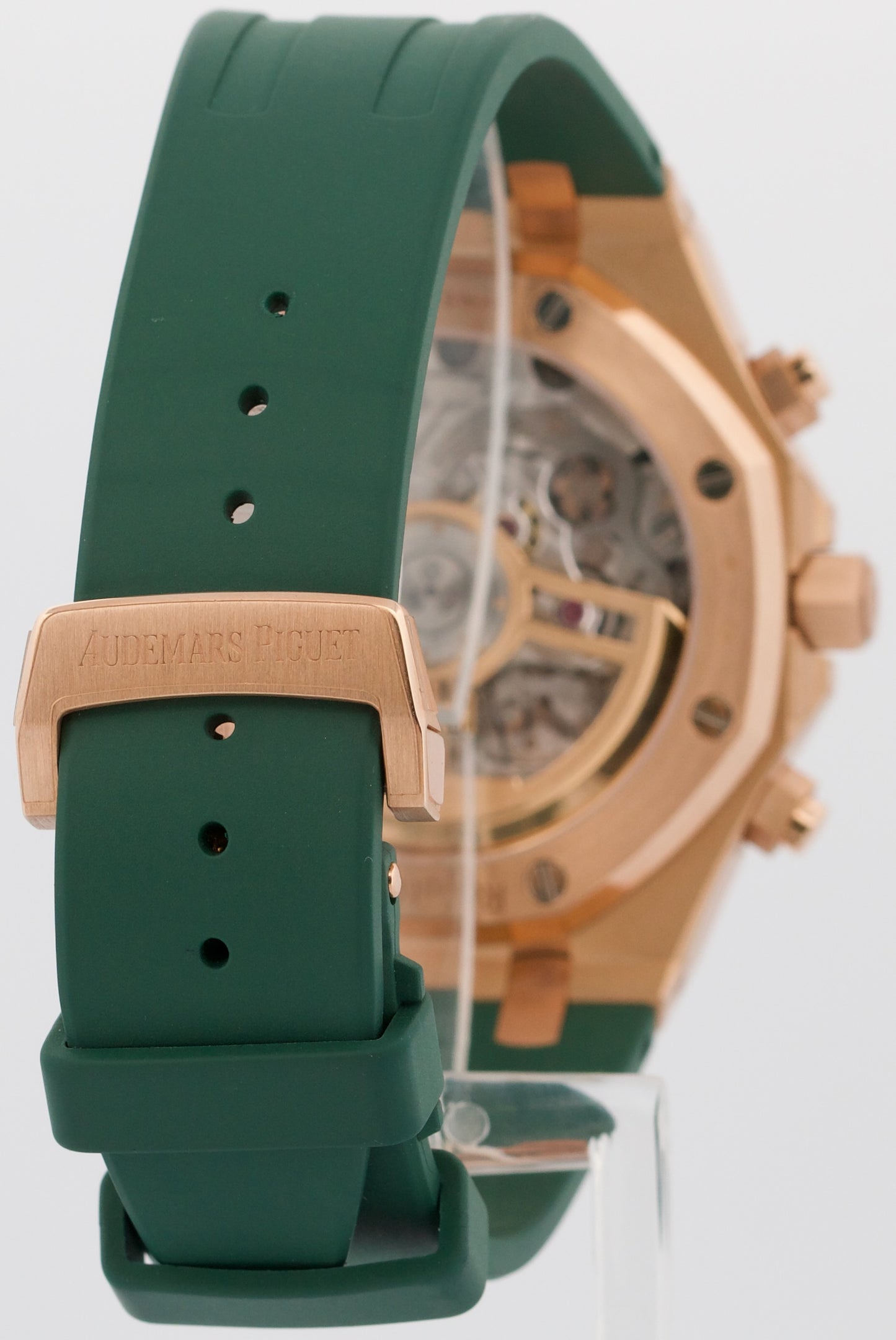 PAPERS Audemars Piguet Royal Oak Chrono GREEN 18K Rose Gold Watch 26240OR BOX