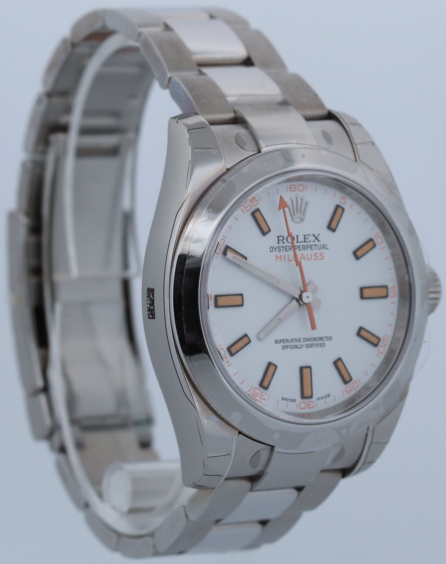 NOS STICKERED PAPERS Rolex Milgauss WHITE 40mm Stainless Steel 116400 Watch BOX