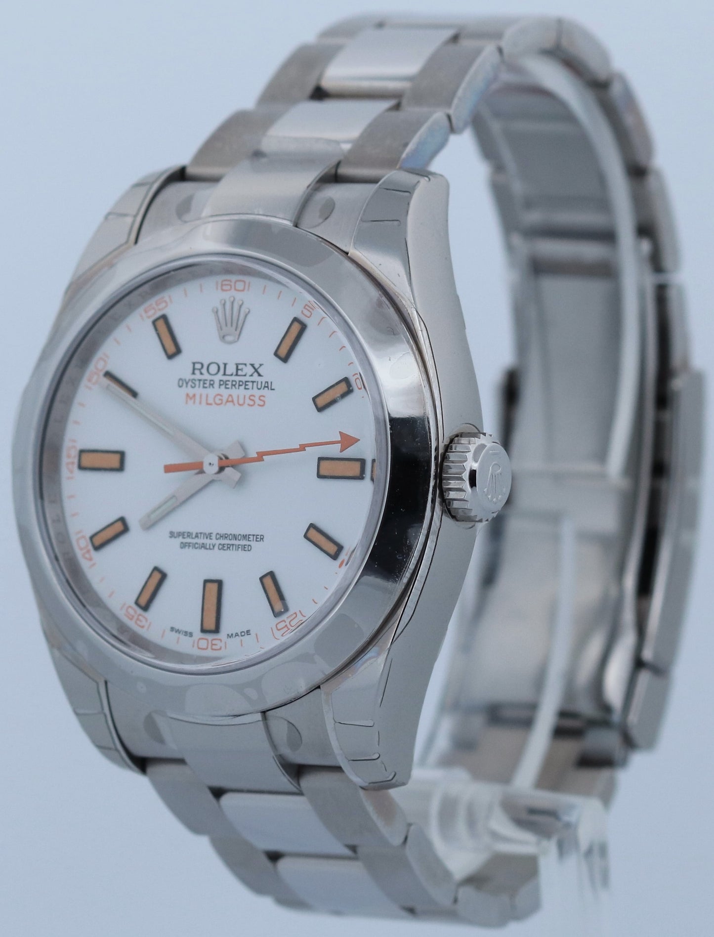 NOS STICKERED PAPERS Rolex Milgauss WHITE 40mm Stainless Steel 116400 Watch BOX