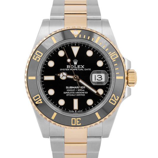 MINT 2023 Rolex Submariner Date Black Ceramic Two-Tone 18K Gold 41mm 126613 LN