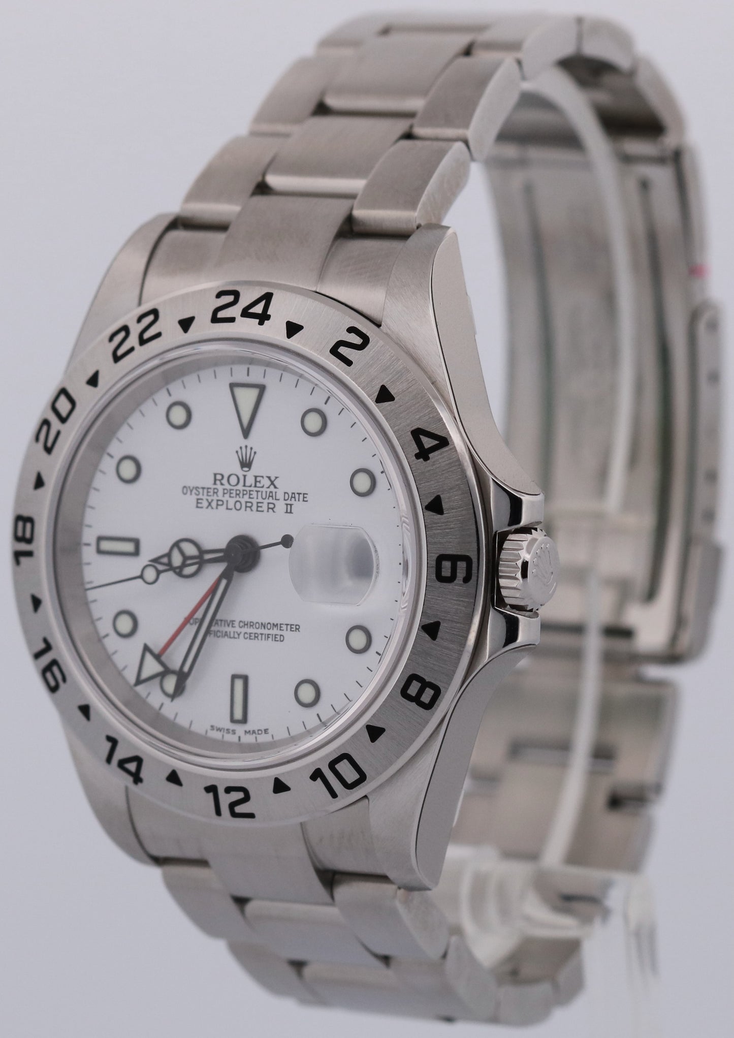NOS SEALED UNWORN Rolex Explorer II 16570 40mm POLAR WHITE NO-HOLES Watch CARD