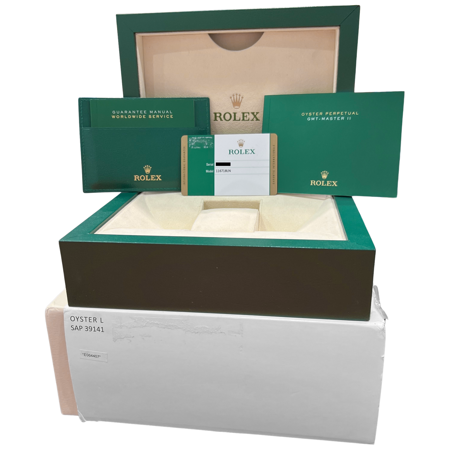 2017 PAPERS Rolex GMT-Master II Black 18K Yellow Gold Oyster 40mm 116718 BOX