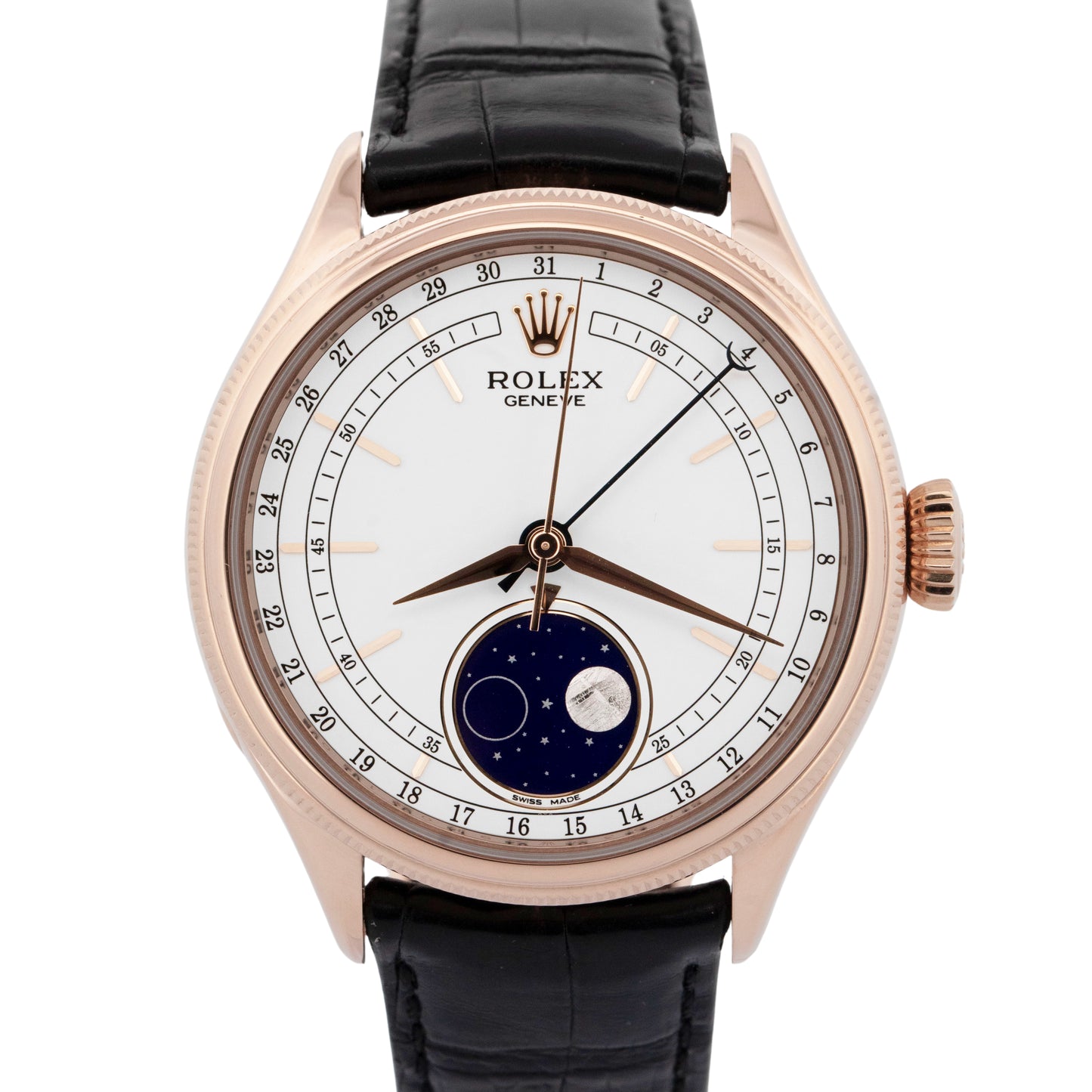 MINT PAPERS Rolex Cellini Moonphase 18K Rose Gold Leather Everose 39mm 50535 BOX