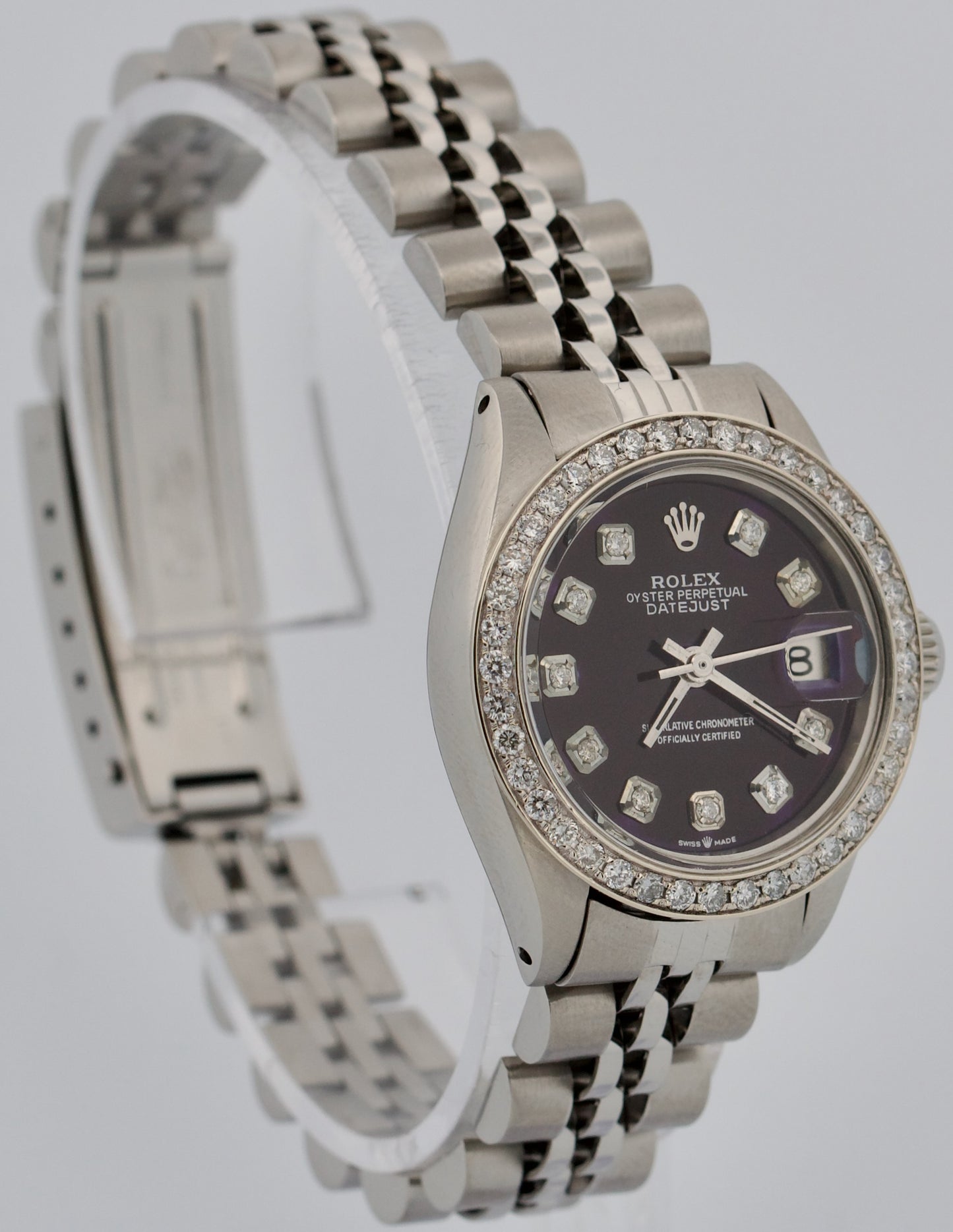 VINTAGE 1974 Rolex DateJust PURPLE DIAMOND Stainless Steel JUBILEE 26mm 6917