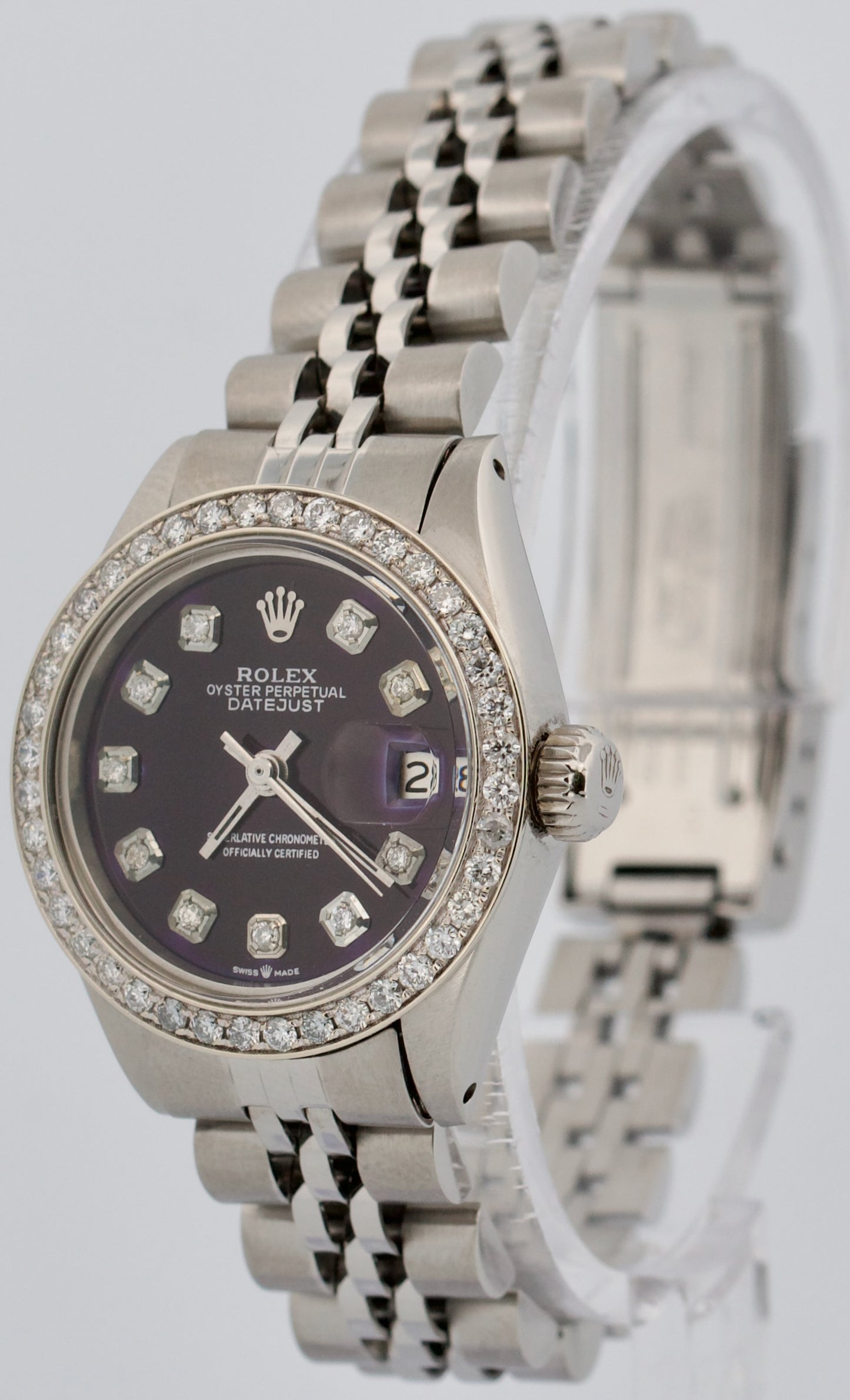 VINTAGE 1974 Rolex DateJust PURPLE DIAMOND Stainless Steel JUBILEE 26mm 6917