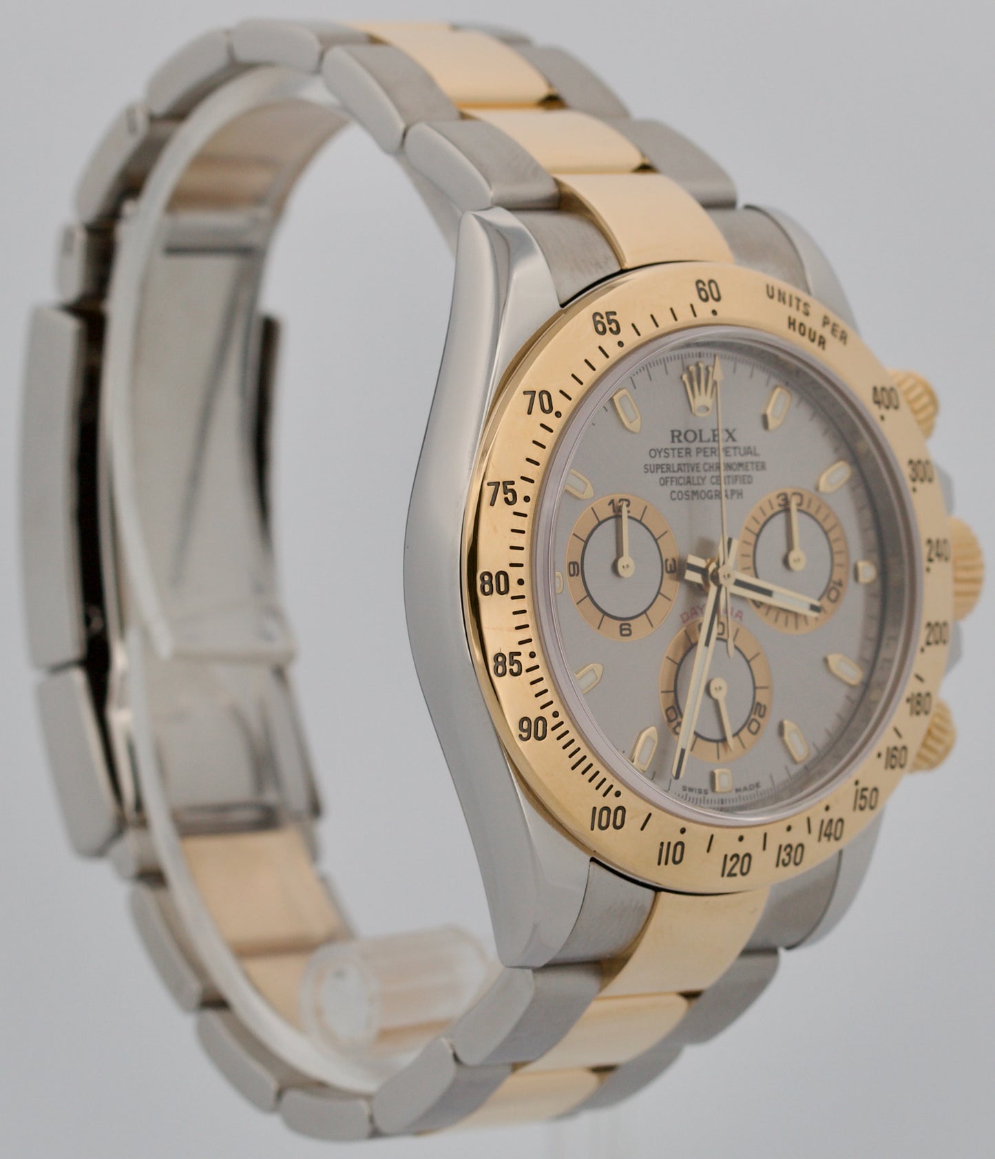 Rolex Daytona Cosmograph SLATE Gray 18K Gold RANDOM SERIAL Steel Watch 116523