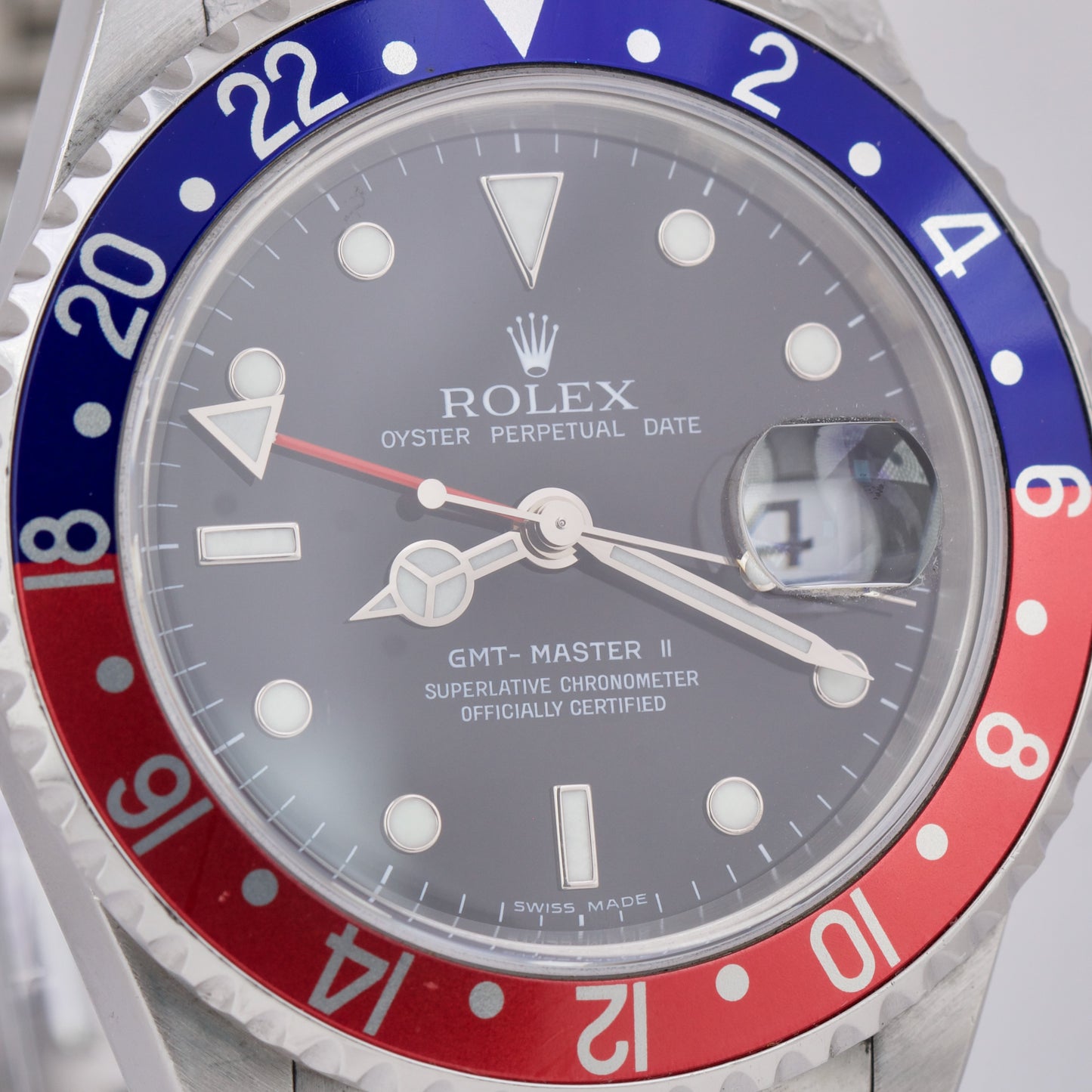 Rolex GMT-Master II PEPSI Red Blue ERROR STICK Steel Black NO HOLES 40mm 16710