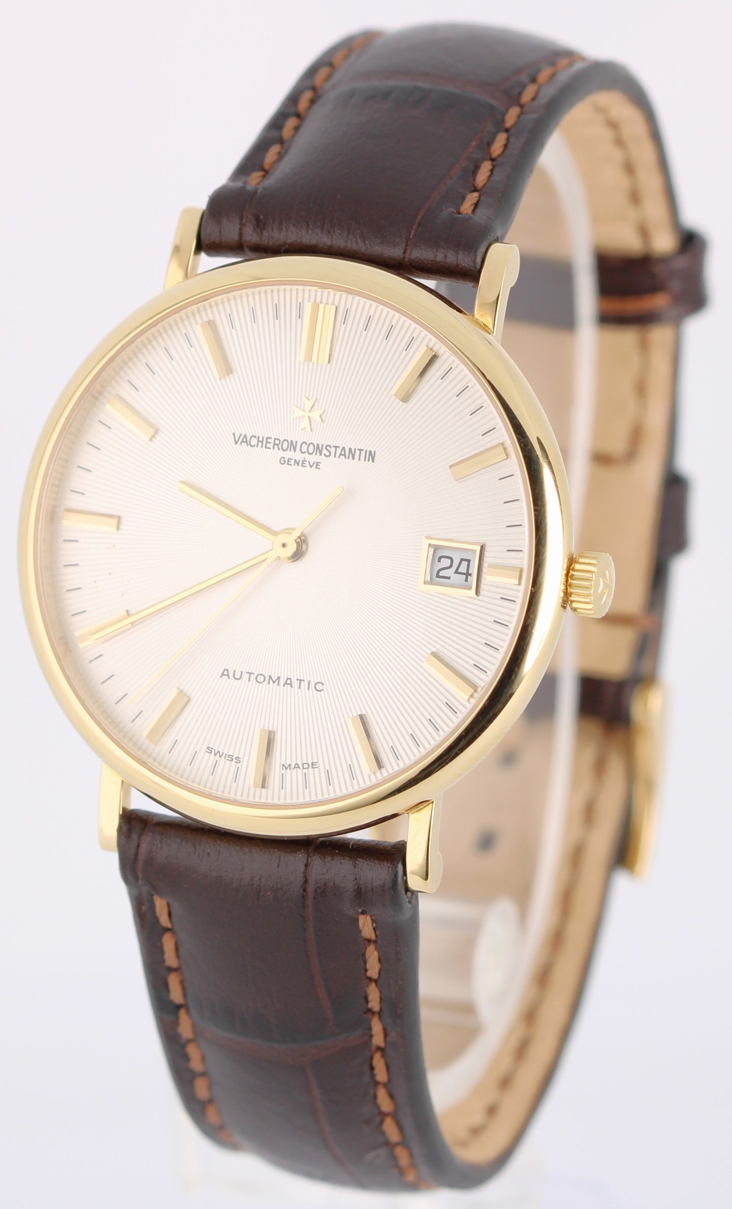 2005 PAPERS Vacheron Constantin Patrimony 18k Gold Silver 35mm 42002/000J Watch