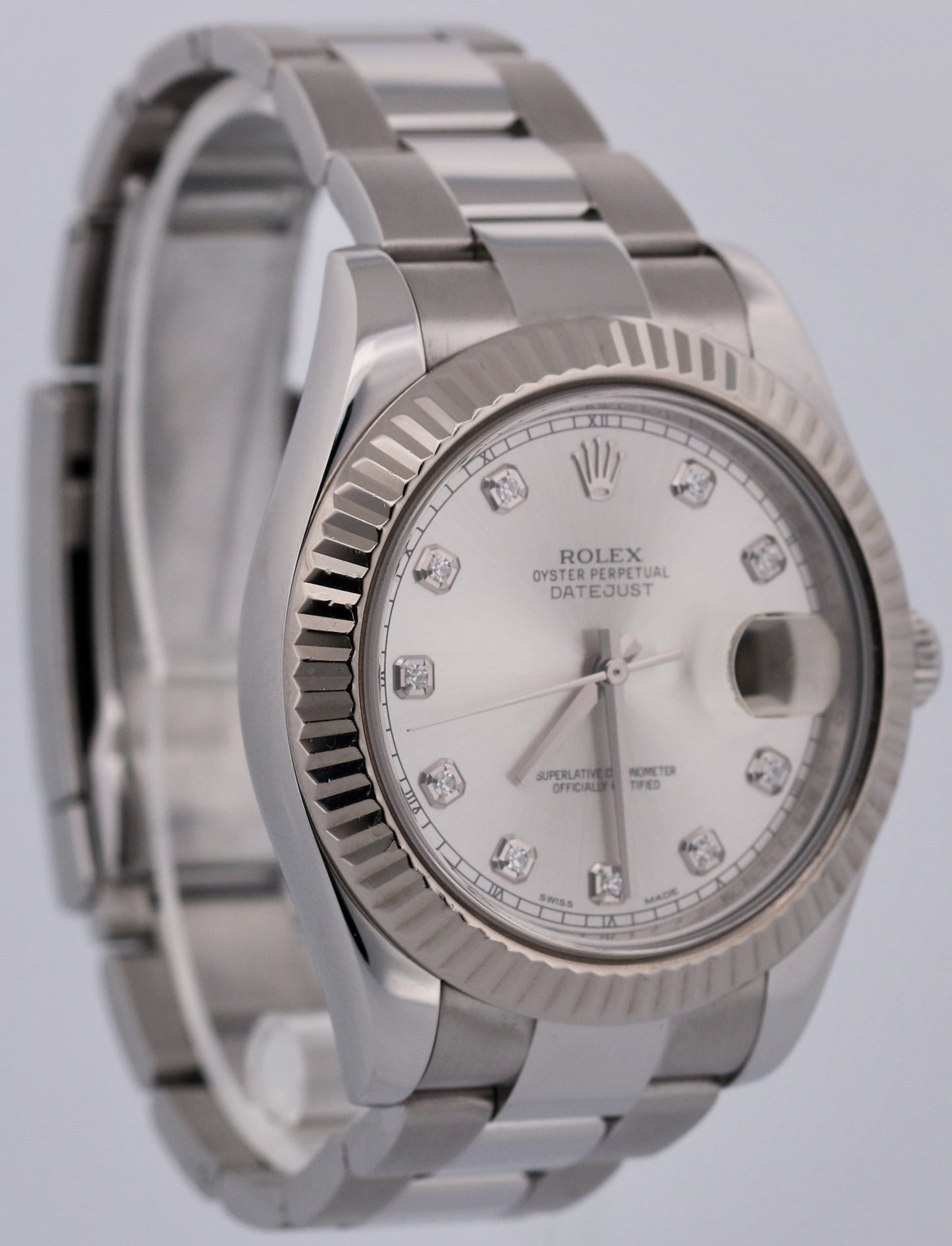 PAPERS Rolex DateJust II 41mm SILVER DIAMOND Steel 18K Gold OYSTER 116334 BOX