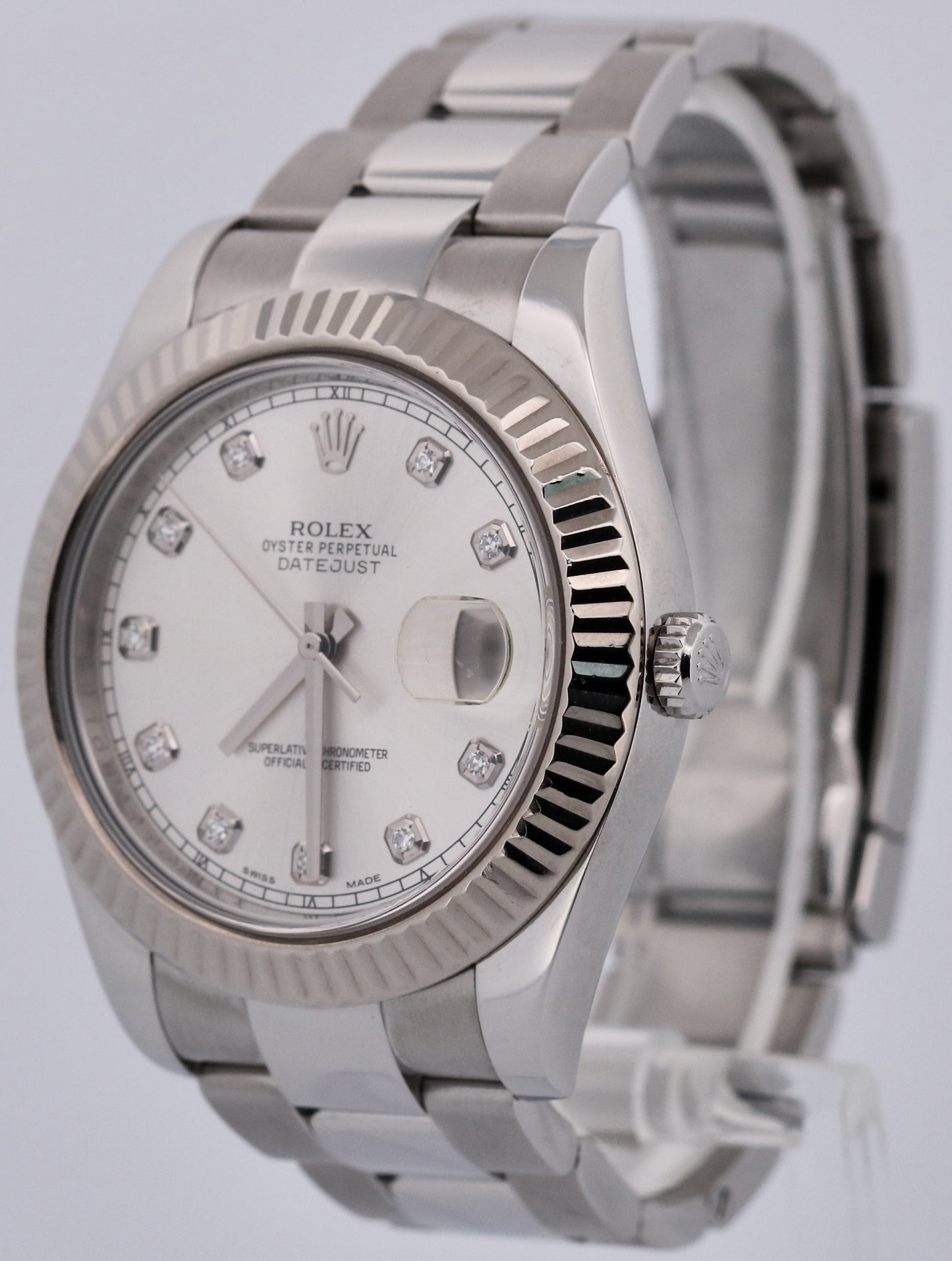 PAPERS Rolex DateJust II 41mm SILVER DIAMOND Steel 18K Gold OYSTER 116334 BOX