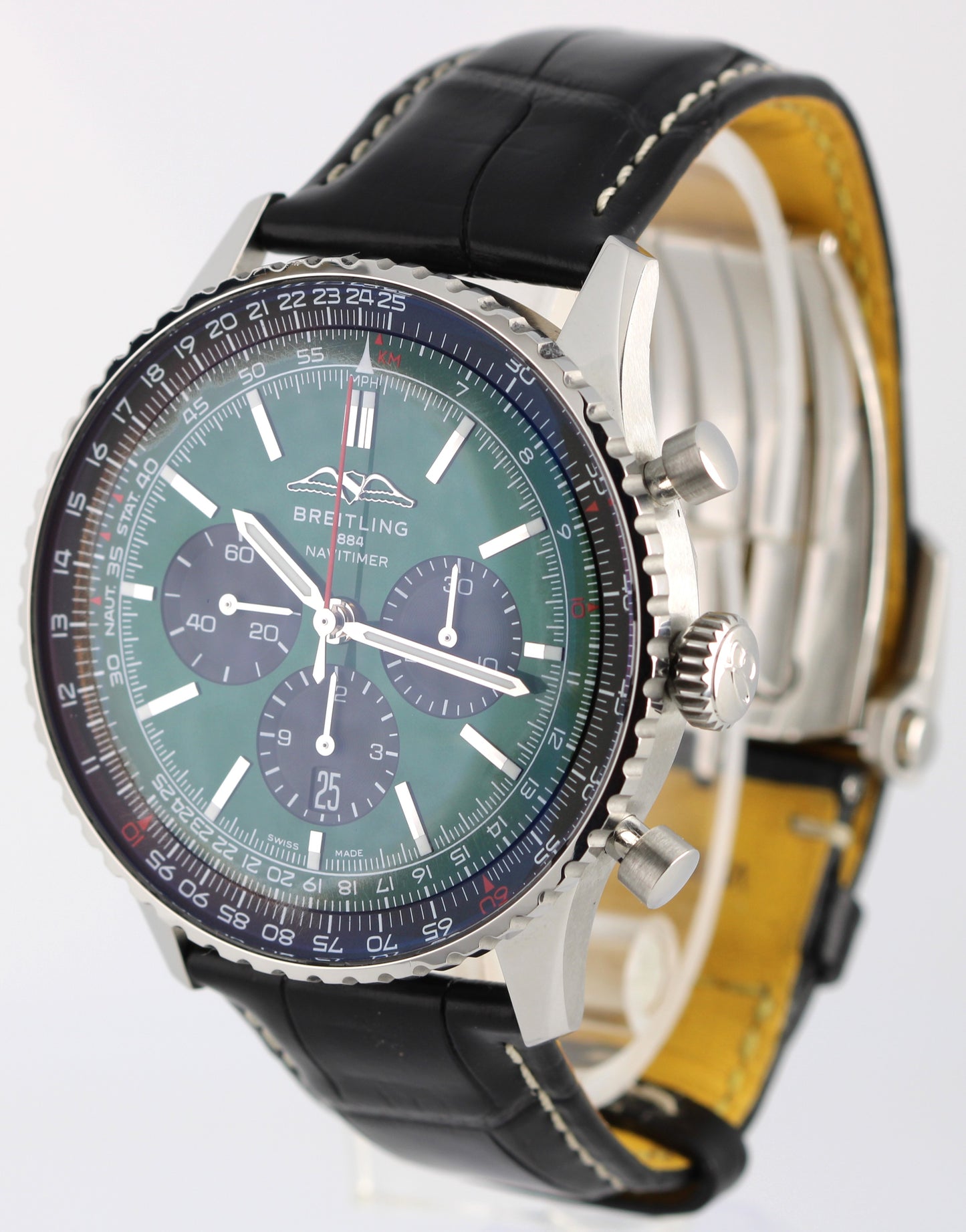 2024 PAPERS Breitling Navitimer B01 Chronograph 46 Steel Green AB0137 Watch BOX