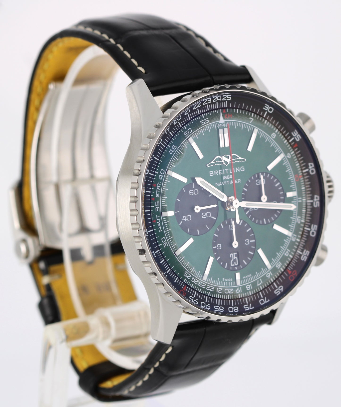 2024 PAPERS Breitling Navitimer B01 Chronograph 46 Steel Green AB0137 Watch BOX