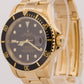 Rolex Submariner Date BLACK 18K Yellow Gold NO-HOLES Oyster 40mm 16618 Watch
