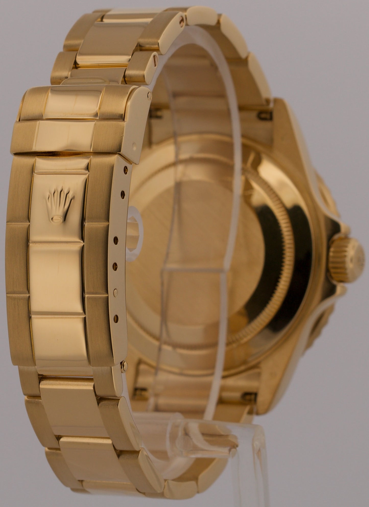 Rolex Submariner Date BLACK 18K Yellow Gold NO-HOLES Oyster 40mm 16618 Watch