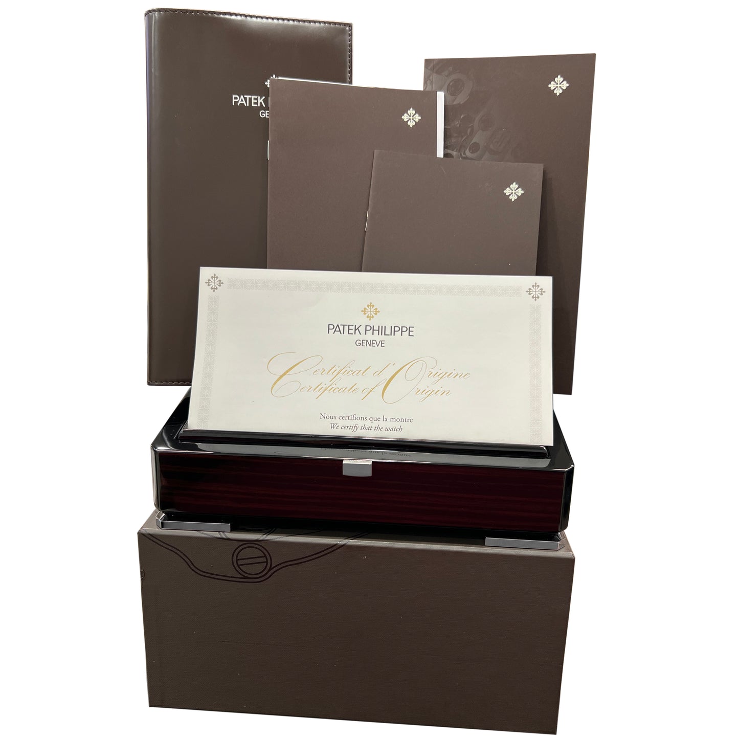PAPERS Patek Philippe Calatrava Pilot Travel Time 18K GOLD 42mm 5524R Watch BOX