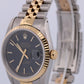 Rolex DateJust 36mm BLACK 18K Yellow Gold Stainless Steel JUBILEE 16233 Watch