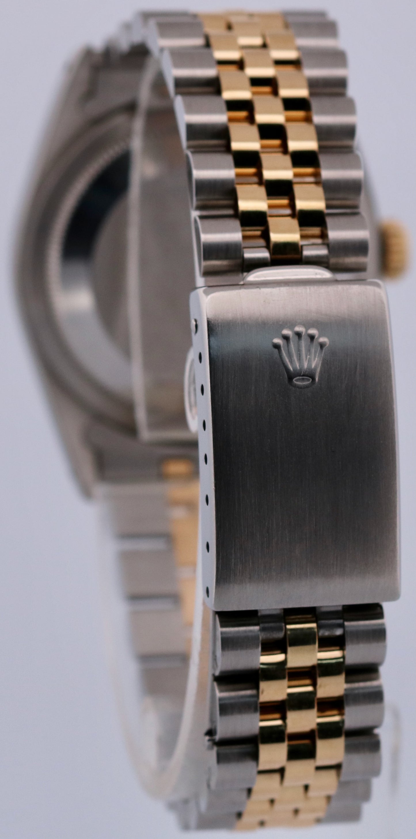 Rolex DateJust 36mm BLACK 18K Yellow Gold Stainless Steel JUBILEE 16233 Watch