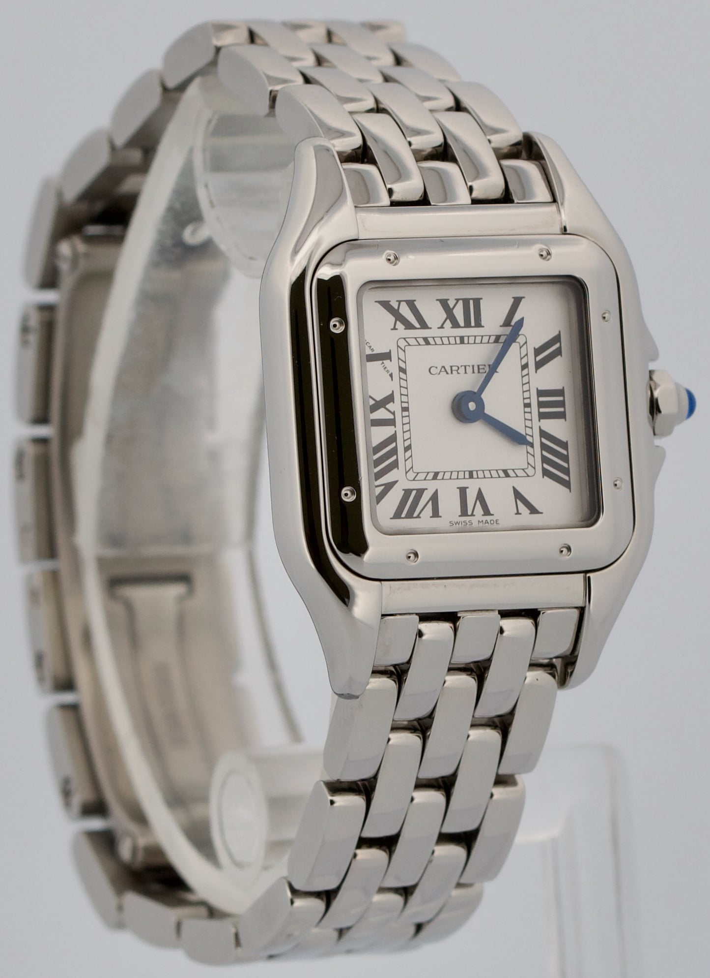 PAPERS Ladies Cartier Panthere Small Steel WHITE Roman 23mm Quartz 4177 WSPN0013